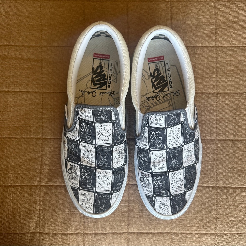 Skate Slip-On White & Grey Skate Shoes from Vans x Daniel Johnston